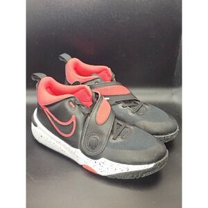 New SZ 7Y Boys Nike Team Hustle D11 GS 'Bred'‎ Black / Red Basketball Sneakers